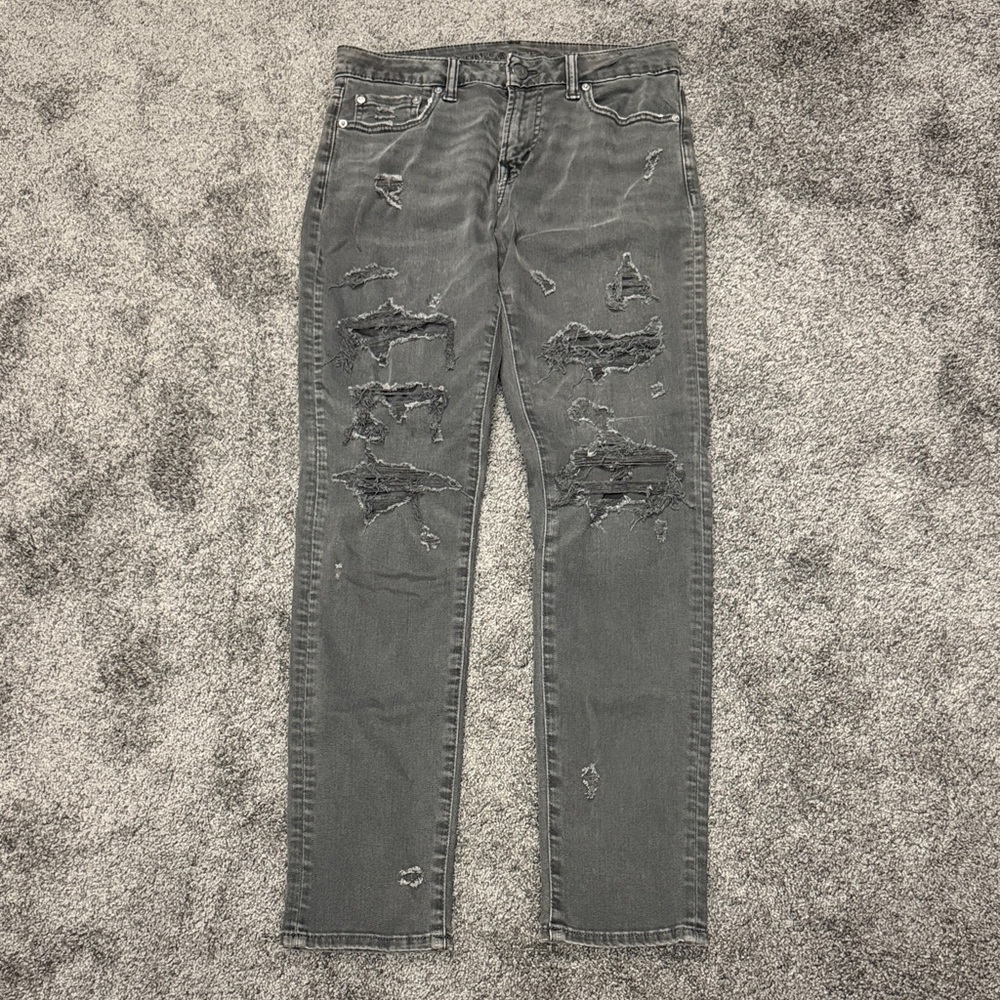 American Eagle Outfitters Men's Distressed Charcoal Jeans